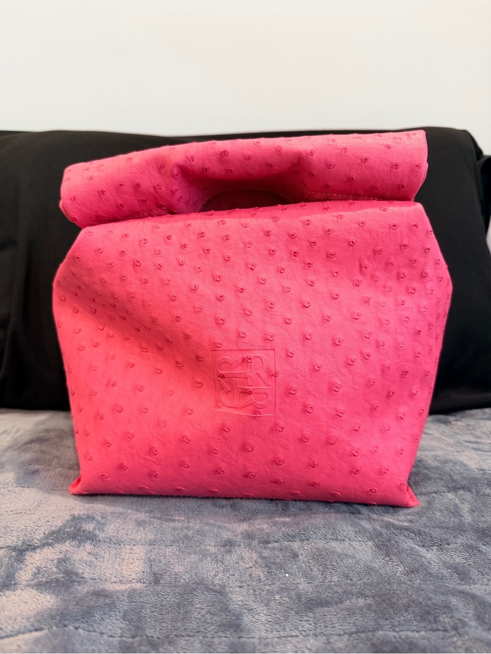Rudiments Pink Embossed Vegan Leather Roll-Top Tote